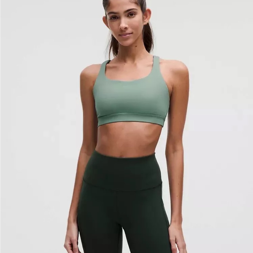 NWT Lululemon Energy Bra Sz 8 Eucalyptus Grey Medium Support, B–D Cups Green